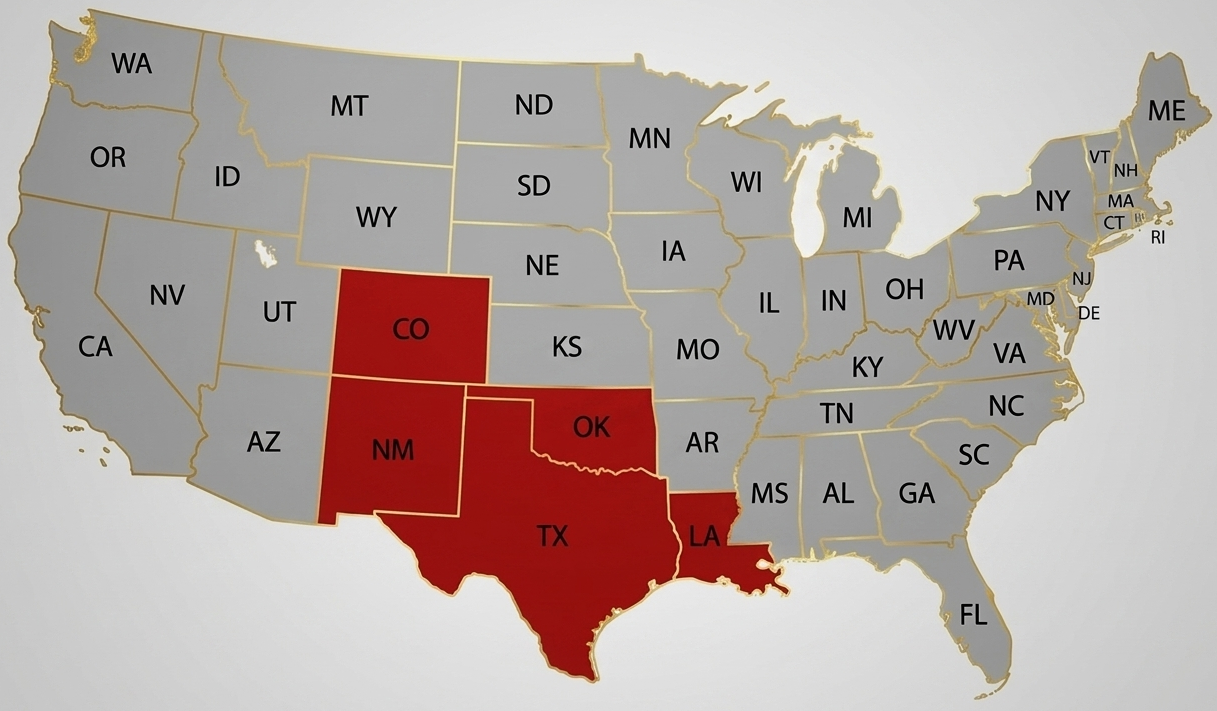 Coverage Map - Texas, Colorado, Oklahoma, New Mexico, Louisiana